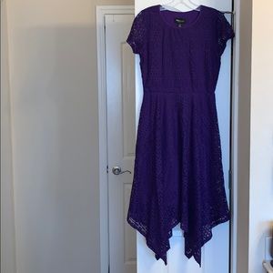 Purple LACE dress with handkerchief hem Never worn